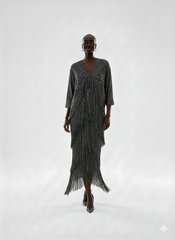 Shimmering Mauve Layered Fringe Dress