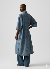 Architectural Longline Denim Kimono Coat