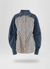 Hybrid Denim-Splice Fashion Top