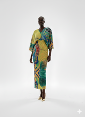 Vibrant Abstract Pleated Dress