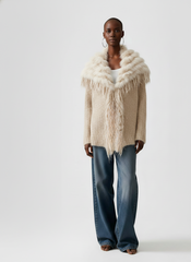 Chic Luxe Faux Fur Trim Cardigan