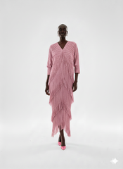 Shimmering Mauve Layered Fringe Dress