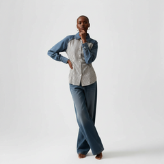 Hybrid Denim-Splice Fashion Top