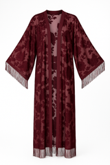 Fringe Trim Sheer Kimono