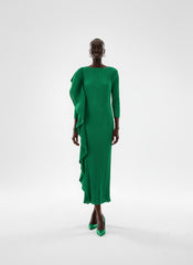 Elegant Plum Asymmetric Pleated Gown