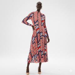 The Global Stripes Pleated Maxi Dress
