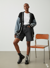 The Collegiate Denim-Knit Cardigan