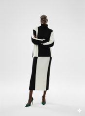Monochrome Vertical Block Knit Set