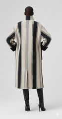 The City Stripe Textured Long Coat