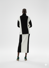 Monochrome Vertical Block Knit Set