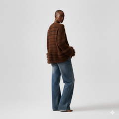 Statement Knit Cardigan with Faux Fur Trim
