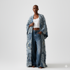 The Urban Fringe Denim Maxi Kimono