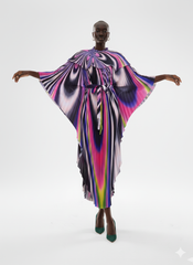 Ombre Swirl Print Pleated Maxi Dress