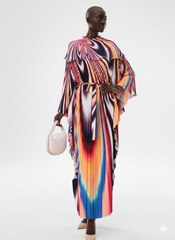 Ombre Swirl Print Pleated Maxi Dress