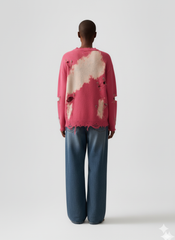 Distressed Bleach-Spot Oversized Sweater