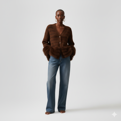 Statement Knit Cardigan with Faux Fur Trim