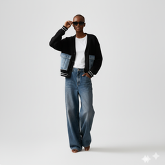 The Varsity Trim Denim Pocket Cardigan