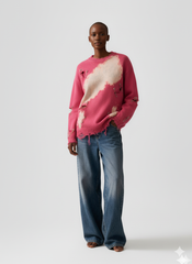 Distressed Bleach-Spot Oversized Sweater
