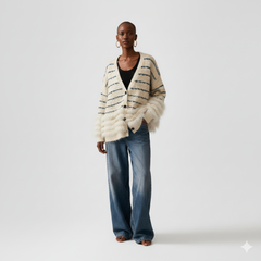 Statement Knit Cardigan with Faux Fur Trim