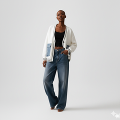 The Varsity Trim Denim Pocket Cardigan