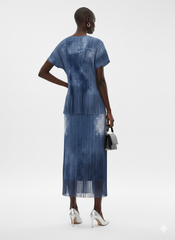 Tie-Dye Pleated Fringe Two-Piece Set