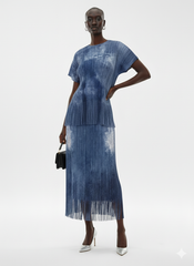 Tie-Dye Pleated Fringe Two-Piece Set