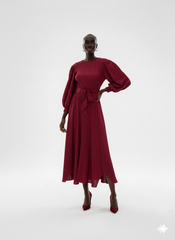 Magenta Pleated Maxi Dress