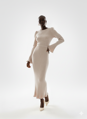 Elegant Ivory Pleated Maxi Dress