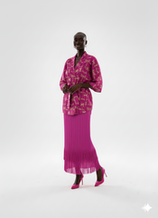 Vibrant Fuchsia Graphic Print Two-Piece Set