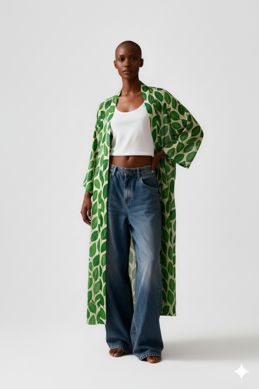 Longline Leaf Kimono