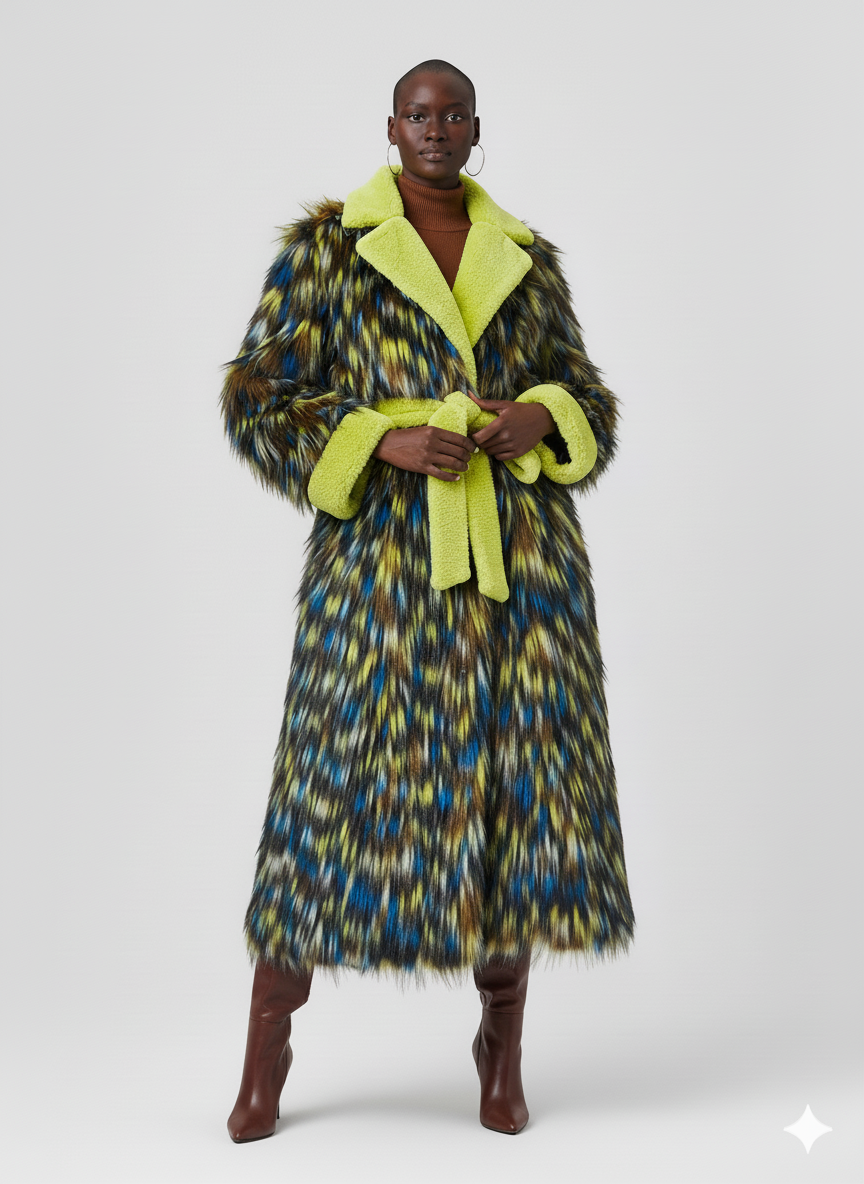 Electric Mirage Faux Fur Coat