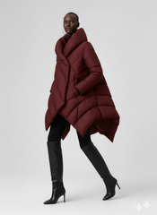 Asymmetrical Hooded Puffer Coat