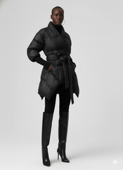 Camouflage Belted Puffer Wrap Coat