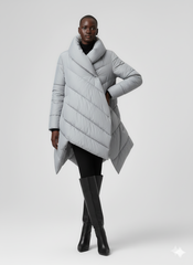 Asymmetrical Hooded Puffer Coat
