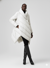 Asymmetrical Hooded Puffer Coat