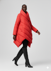 Asymmetrical Hooded Puffer Coat
