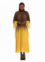 Elegant Olive Ombre Pleated Maxi Dress