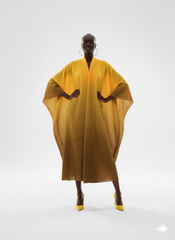 Golden Sunset Ombre Pleated Maxi Kaftan Dress