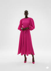 Magenta Pleated Maxi Dress
