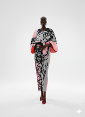 Abstract Print Pleated Dress