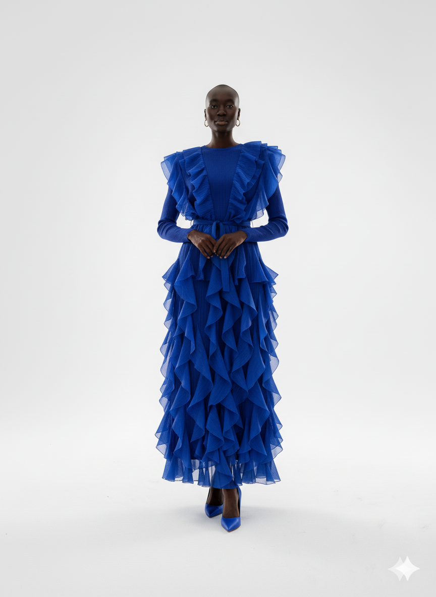 Royal Blue Long Sleeve Maxi Dress