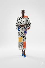 Chic Patchwork Polka Dot Midi Dress