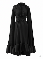 Emerald Green Pleated A-Line Dress