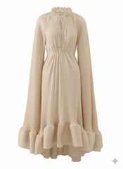 Emerald Green Pleated A-Line Dress