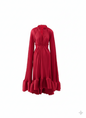 Emerald Green Pleated A-Line Dress