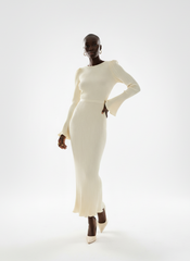 Elegant Ivory Pleated Maxi Dress