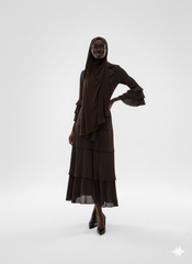 Tiered Black Pleated Wrap Midi Dress