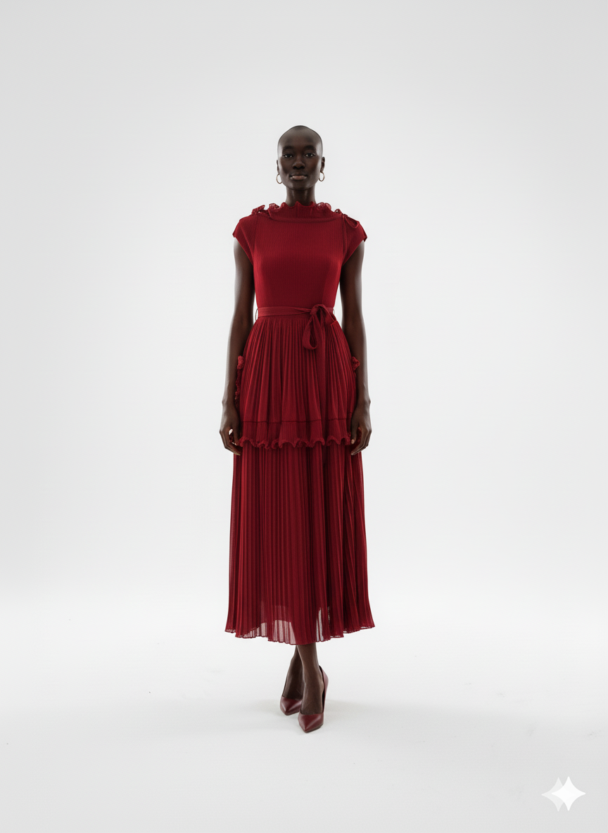 Sophisticated Pleated Midi Dress