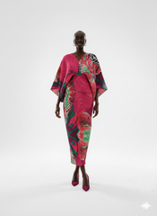 Vibrant Abstract Pleated Dress
