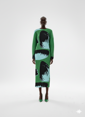 Abstract Print Pleated Dress